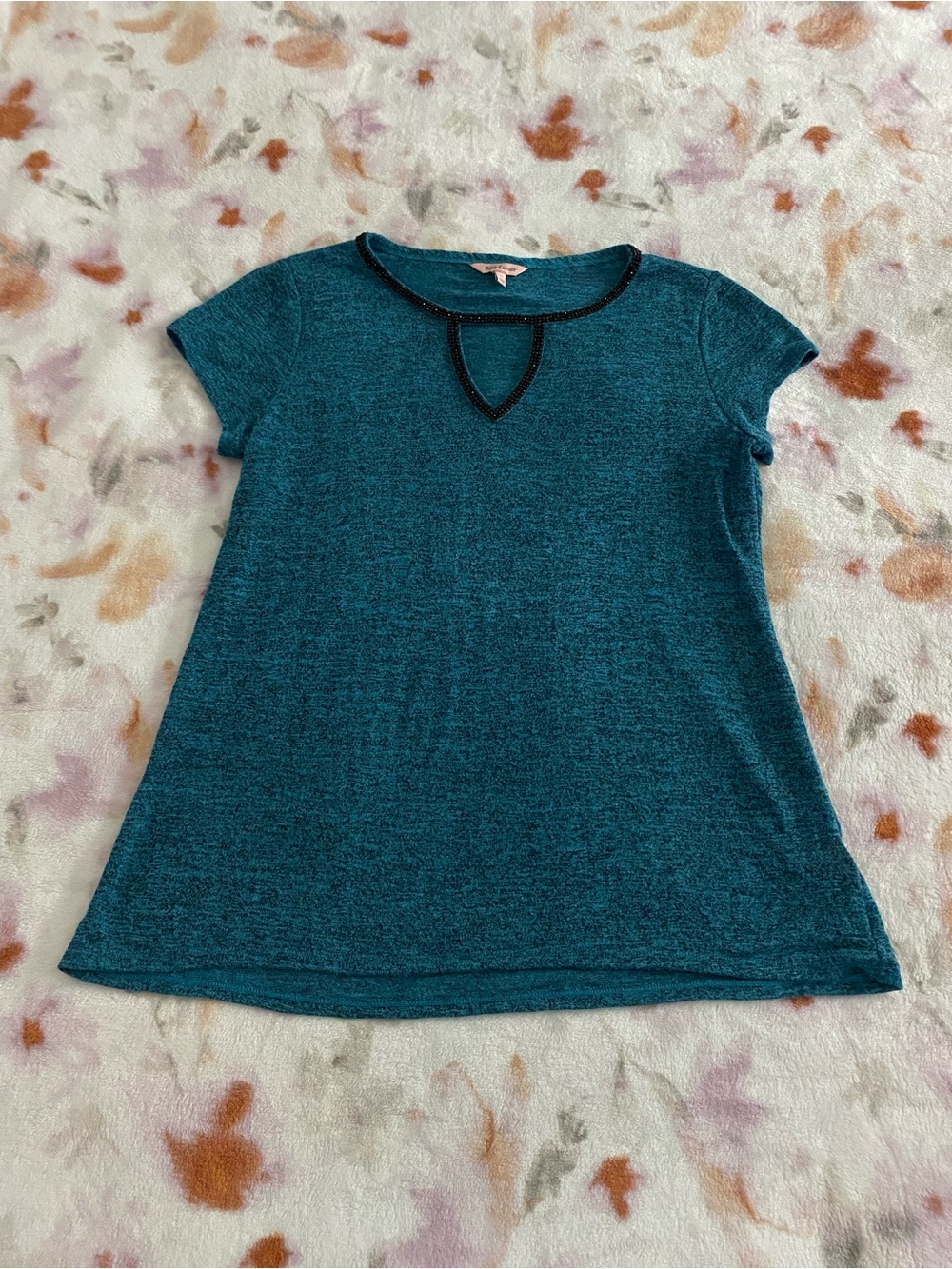 Blue Short Sleeve Top with rhinestones